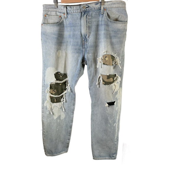 LEVIS Mens Premium Big E Hi-Ball ROLL Jeans Stretch Denim Tapered Camo Shred 42 - Picture 2 of 16